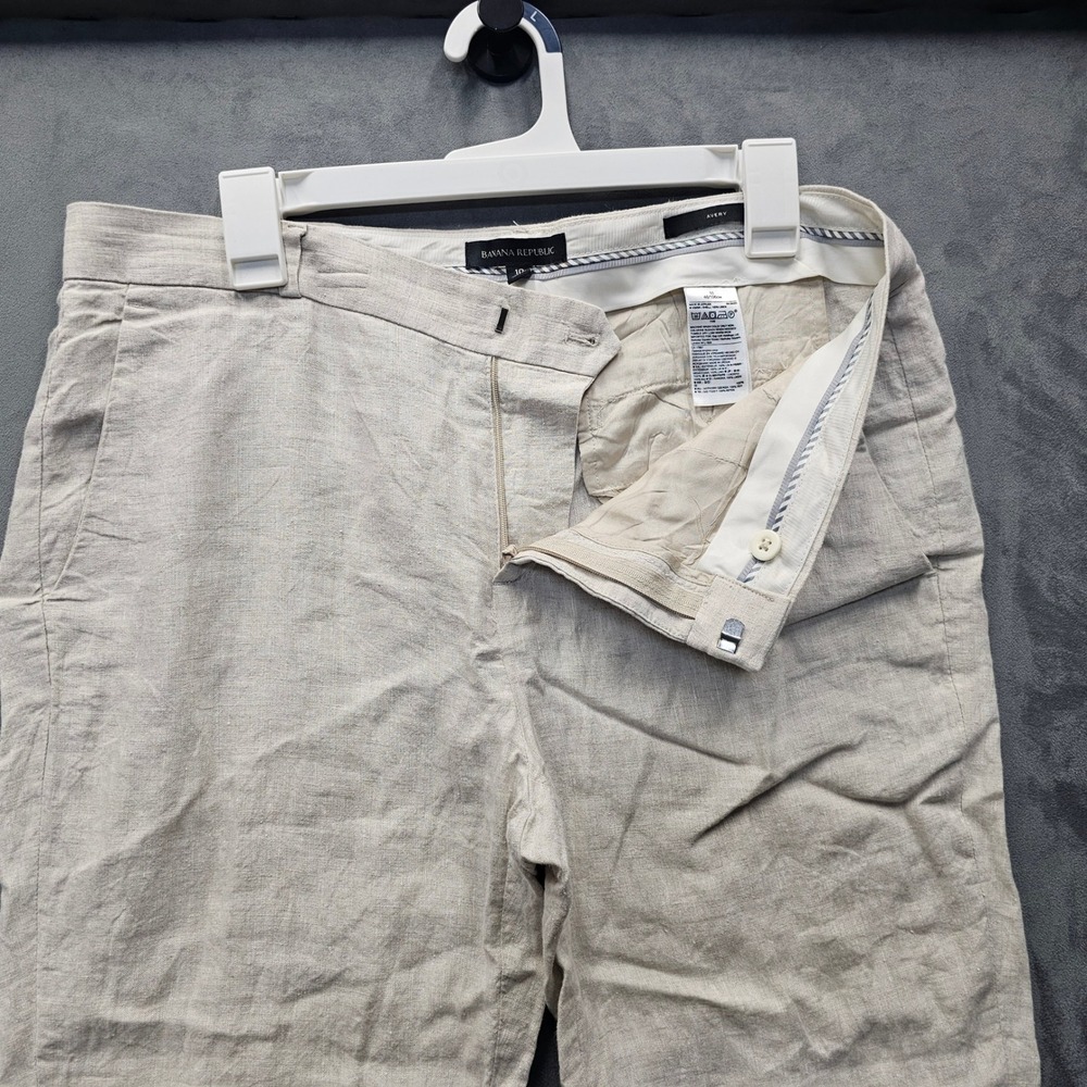 Banana Republic Avery Natural Linen Slim Fit Trousers Beige Size 10